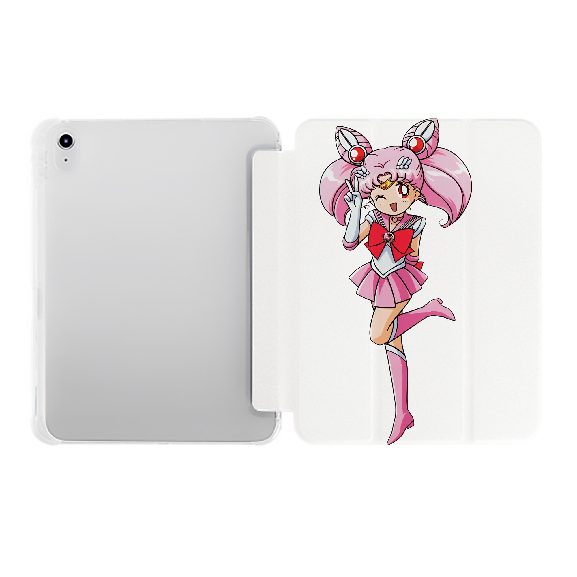 （画像用） 美少女戦士セーラームーン ちびうさ Sailor Moon Chibiusa Tsukino Usagi Small Lady Serenity IPad ケース ペン収納付き 三つ折りスタンド PUレザー×シリコン 対応機種9.5/10.5/10.9インチ